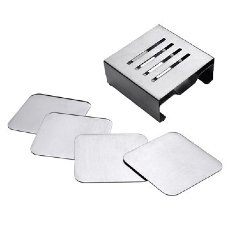 Portavasos Cuadrado Metalico x 4 con su base