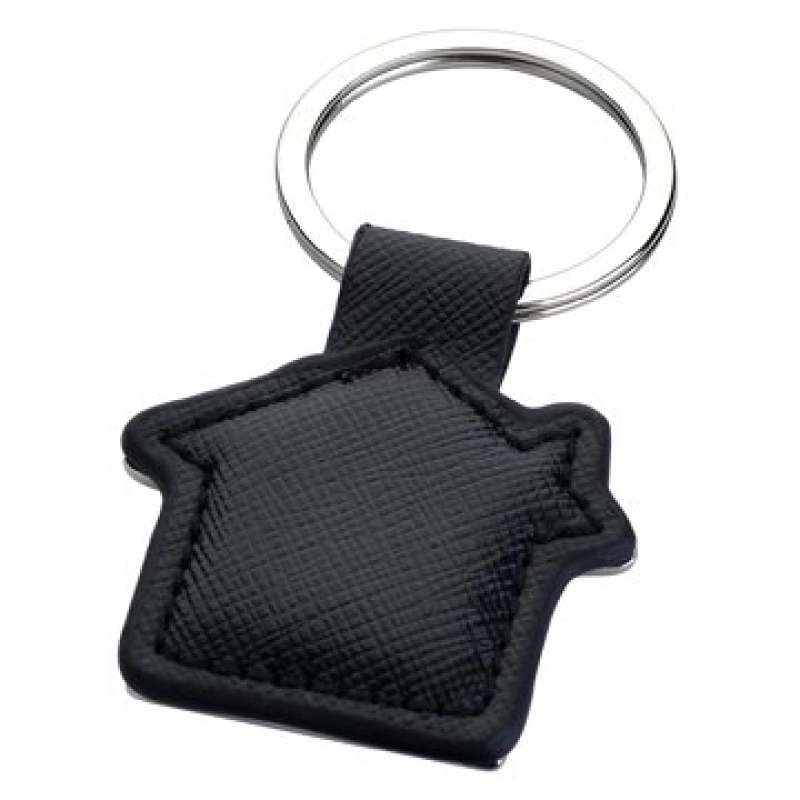 Llavero Metalico con Cuero, en forma de Casa