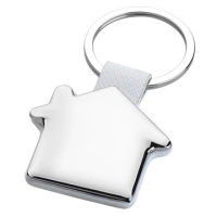 Llavero Metalico con Cuero, en forma de Casa