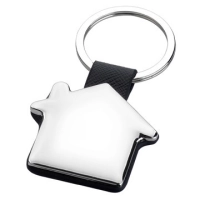 Llavero Metalico con Cuero, en forma de Casa