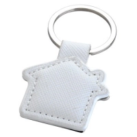 Llavero Metalico con Cuero, en forma de Casa