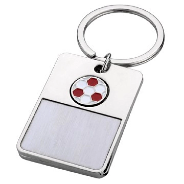 Llavero Metalico Rectangular con Balon de Futbol y Destapador