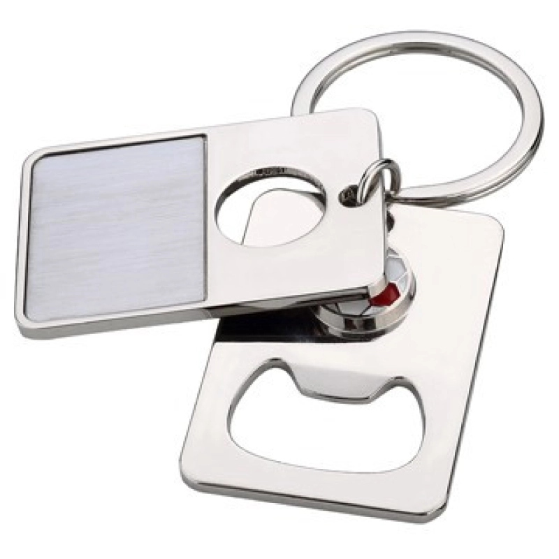Llavero Metalico Rectangular con Balon de Futbol y Destapador