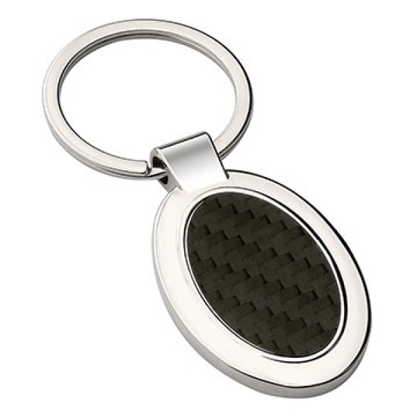 Llavero Metalico Ovalado en Fibra de Carbon