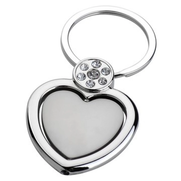 Llavero Metalico en forma de Corazon con brillantes