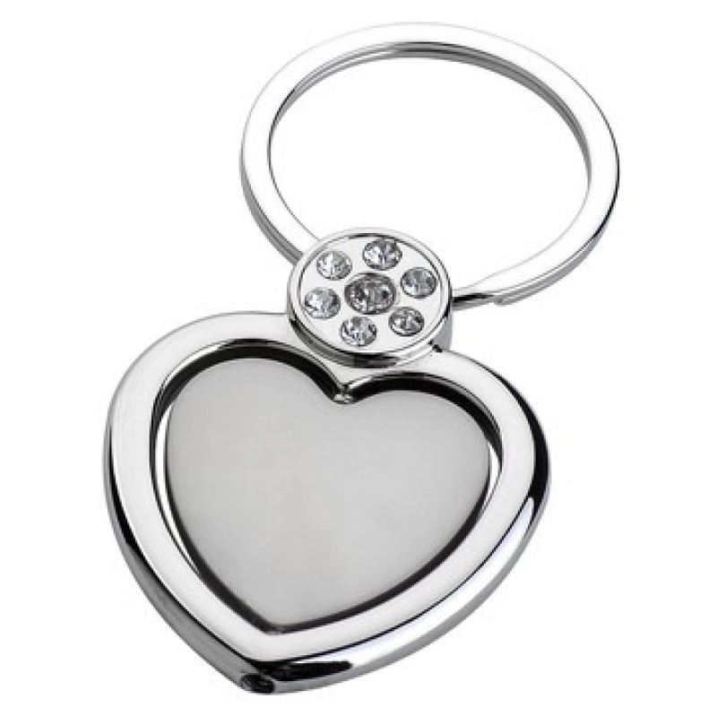 Llavero Metalico en forma de Corazon con brillantes