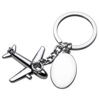 Llavero Metalico en forma de Avion en 3D con placa