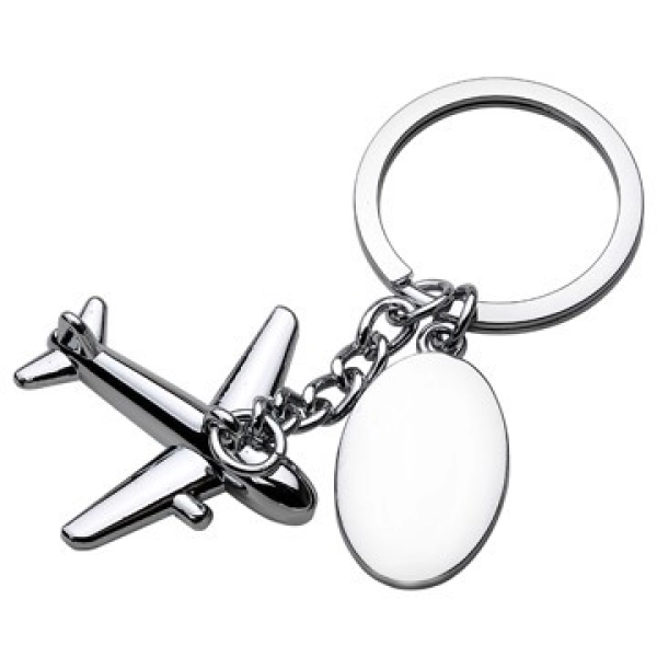 Llavero Metalico en forma de Avion en 3D con placa