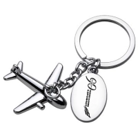 Llavero Metalico en forma de Avion en 3D con placa