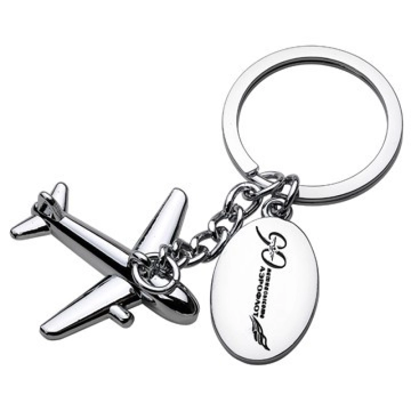 Llavero Metalico en forma de Avion en 3D con placa