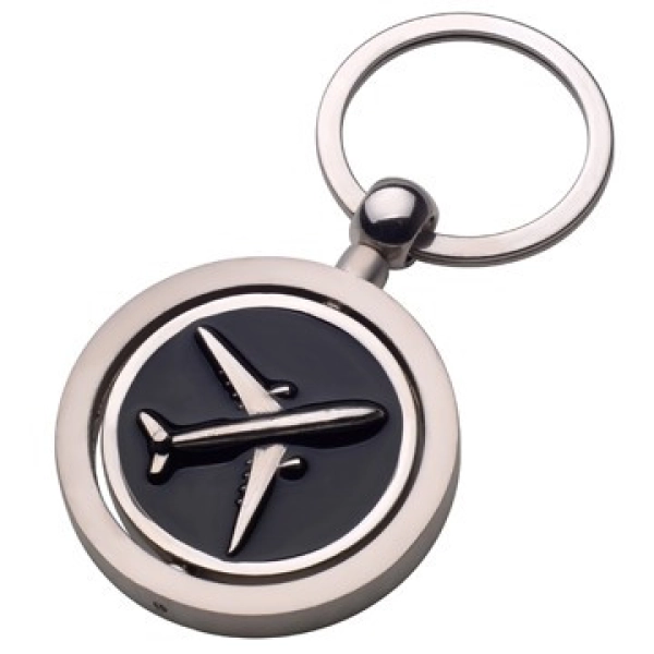 Llavero Metalico de Avion sobre una base redonda