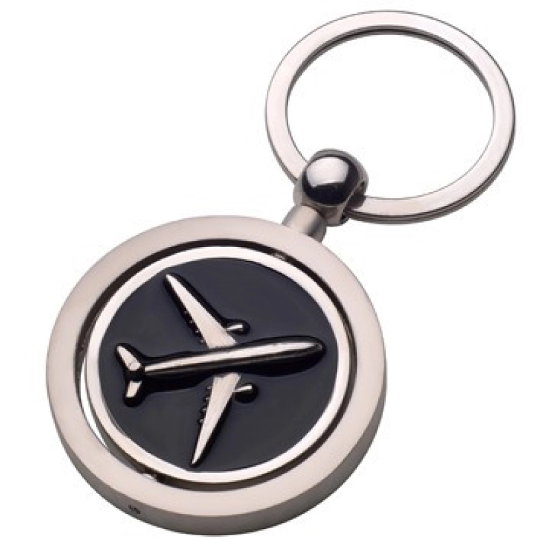 Llavero Metalico de Avion sobre una base redonda
