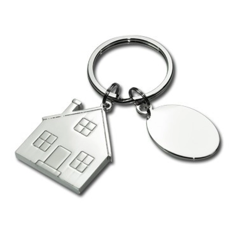 Llavero Metalico en forma de Casa con placa