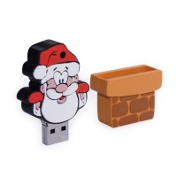 Memoria USB en PVC 2D diseño Papa Noel en Chimenea