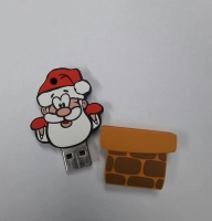 Memoria USB en PVC 2D diseño Papa Noel en Chimenea