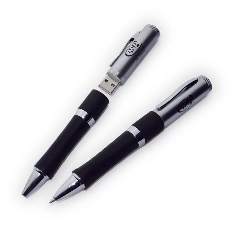 Memoria USB Boligrafo metalico con agarre en rubber