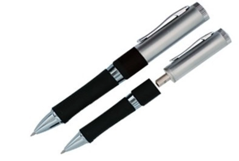 Memoria USB Boligrafo metalico con agarre en rubber