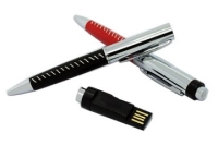 Memoria USB Boligrafo metalico con agarre en rubber