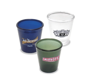 Copa Single Shot, 1 onza, 30 ml,  de 4.3 x 4.3 cmts, sin cordon, en PS cristal