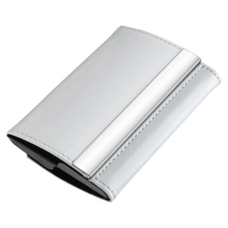 Porta Tarjetas elaborado en Aluminio y Cuero