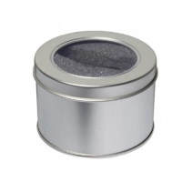 Caja Metalica Redonda con Tapa y Ventana