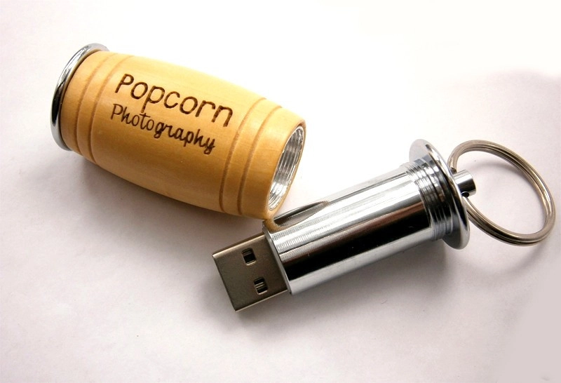 Memoria USB en madera y metal diseño de tambor