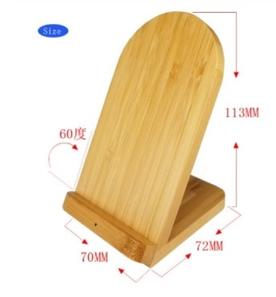 Cargador Inalámbrico con Stand, en Bambu, tamaño 90 x 90 x 8.5 mm