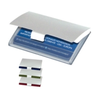 Porta tarjetas en Aluminio con acrílico, 9.8 x 6.4 cmts