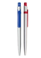 Boligrafo Abreu, plastico, color plateado con clip de color