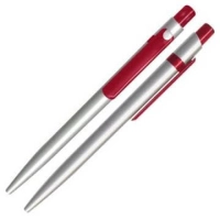 Boligrafo Abreu, plastico, color plateado con clip de color