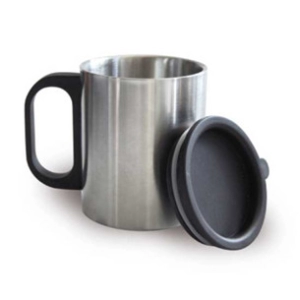 Mug en acero inoxidable de 7 onzas, 8.2 x 6.9 cmts, con tapa de seguridad