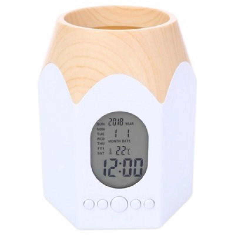 Portalápiz Magic, de 10 x 7.5 cmts, con reloj digital de luz azul y calendario