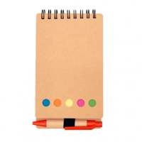 Libreta Funny, en cartón reciclado con boligrafo, 15.2 x 8.6 cmts