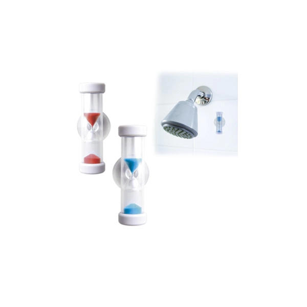 Reloj Shower plastico, de arena, de 3 minutos, con chupa para pared. 5.9 x 1.8 cmts