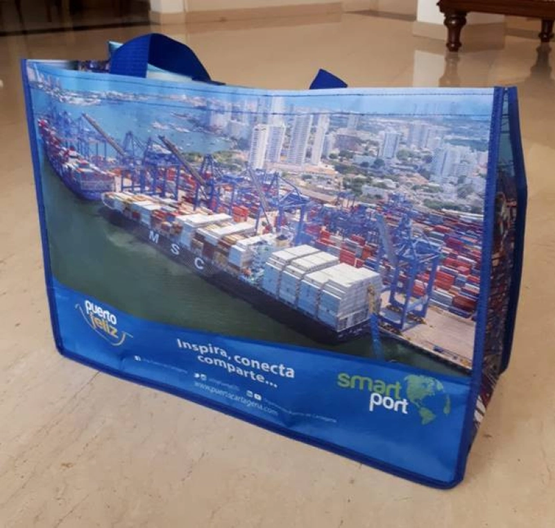 Bolsa Paris, en Kambral, sublimada, con medida 45 x 34 x 16 cmts