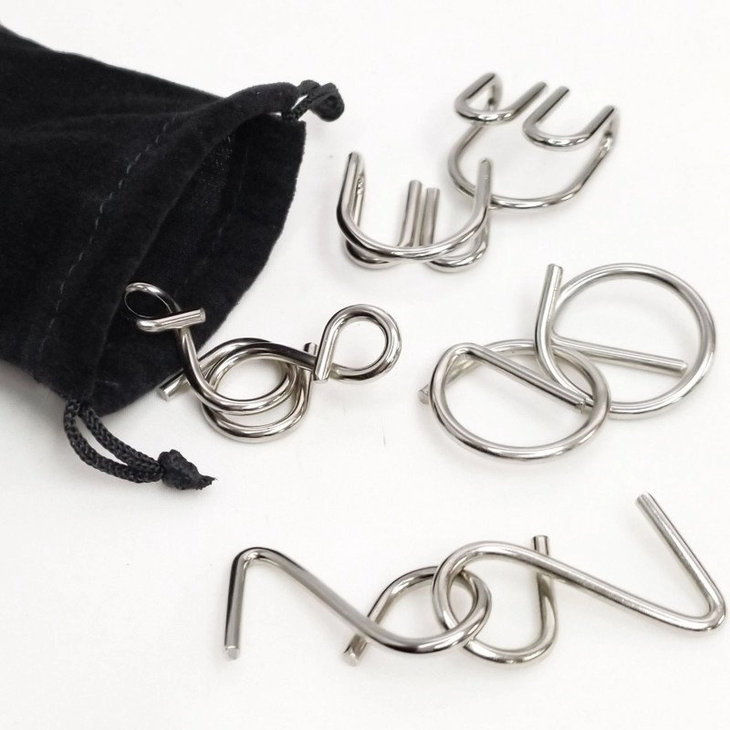 Set Motriz Antistress, 4 rompecabezas individuales en bolsa terciopelo, 8.5 x 6 cm